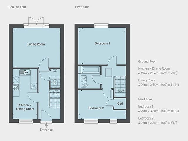 Floor plan, 2 bedroom house  - artist's impression subject to change